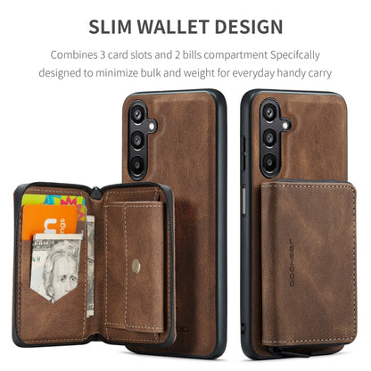 For Samsung Galaxy A16 5G JEEHOOD J02 Magnetic Zipper Horizontal Flip Leather Phone Case(Brown) - Galaxy Phone Cases by JEEHOOD | Online Shopping UK | buy2fix