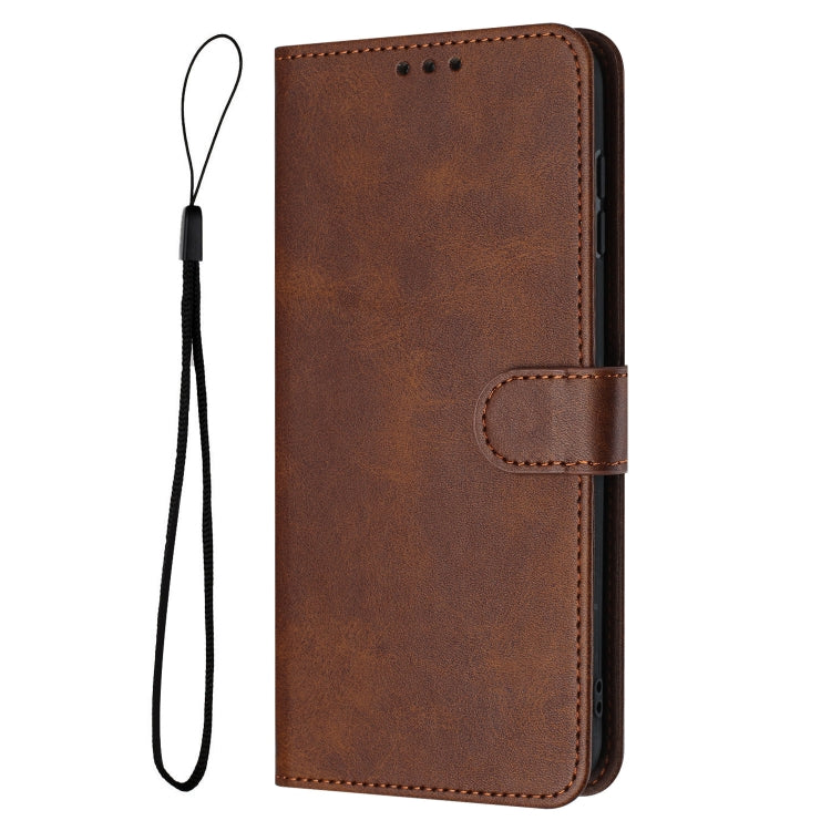 For Samsung Galaxy S25 Ultra 5G Solid Calf Texture Flip Leather Phone Case(Brown) by buy2fix