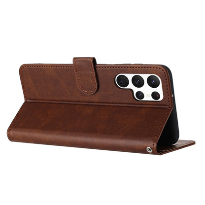 For Samsung Galaxy S25 Ultra 5G Solid Calf Texture Flip Leather Phone Case(Brown) by buy2fix