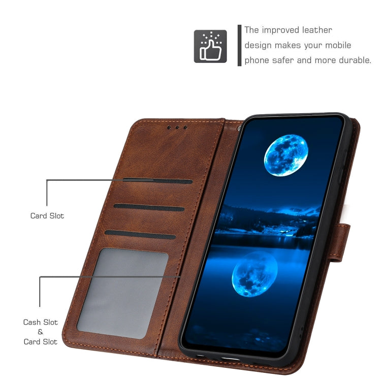 For Samsung Galaxy S25 Ultra 5G Solid Calf Texture Flip Leather Phone Case(Brown) by buy2fix