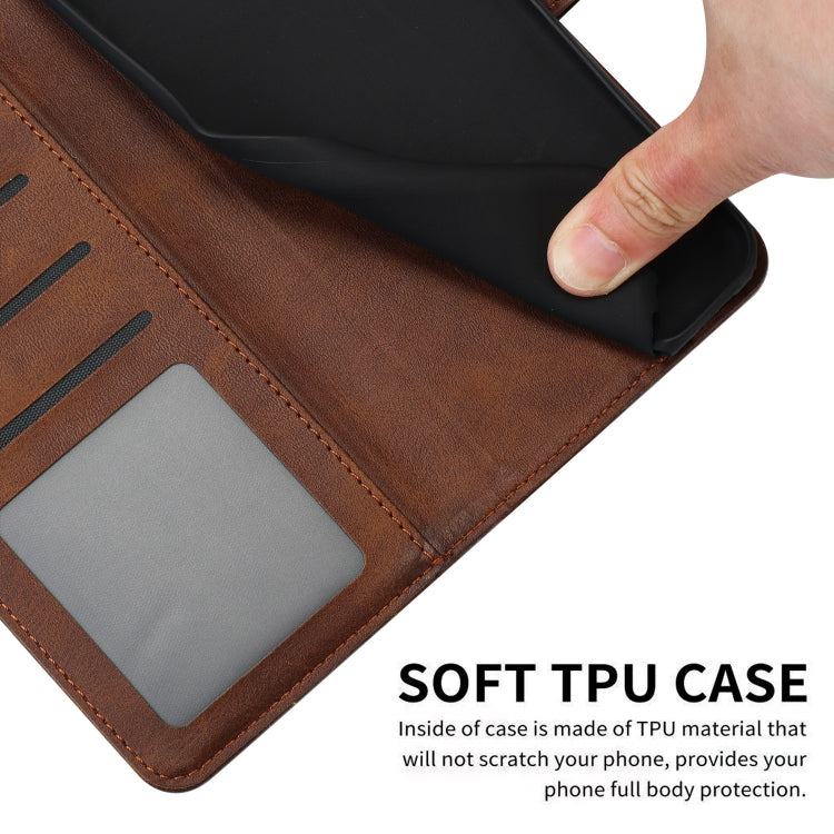 For Samsung Galaxy S25 Ultra 5G Solid Calf Texture Flip Leather Phone Case(Brown) by buy2fix
