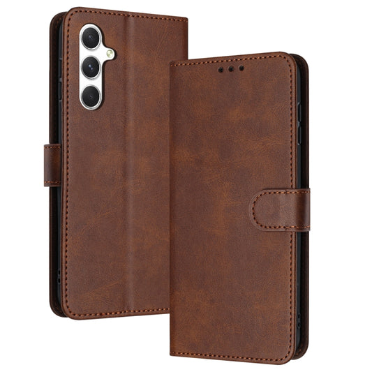 For Samsung Galaxy S25 / S24 5G Solid Calf Texture Flip Leather Phone Case(Brown) by buy2fix
