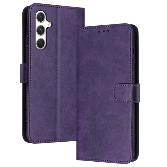 For Samsung Galaxy S25 / S24 5G Solid Calf Texture Flip Leather Phone Case(Purple) by buy2fix