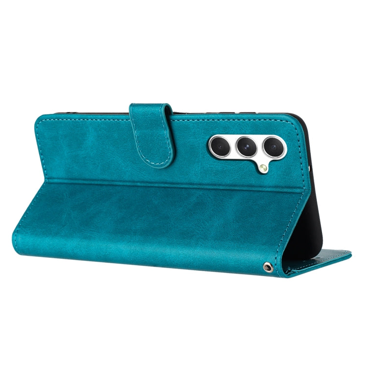 For Samsung Galaxy S25+ / S24+ 5G Solid Calf Texture Flip Leather Phone Case(Green) by buy2fix