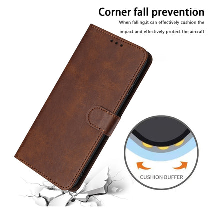 For Samsung Galaxy S25+ / S24+ 5G Solid Calf Texture Flip Leather Phone Case(Brown) by buy2fix