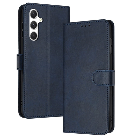 For Samsung Galaxy S25+ / S24+ 5G Solid Calf Texture Flip Leather Phone Case(Dark Blue) by buy2fix