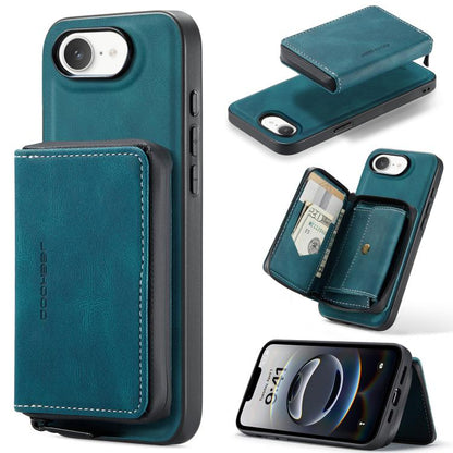 For iPhone 16e JEEHOOD J02 Magnetic Zipper Horizontal Flip Leather Phone Case(Blue) - iPhone 16e Cases by JEEHOOD | Online Shopping UK | buy2fix