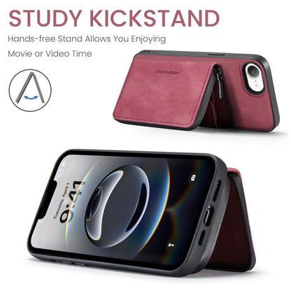 For iPhone 16e JEEHOOD J02 Magnetic Zipper Horizontal Flip Leather Phone Case(Red) - iPhone 16e Cases by JEEHOOD | Online Shopping UK | buy2fix