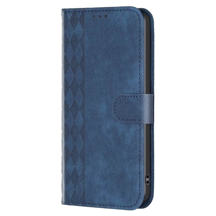 For Samsung Galaxy S25+ 5G Plaid Embossed Leather Phone Case(Blue) - Galaxy S25+ 5G Cases by buy2fix | Online Shopping UK | buy2fix