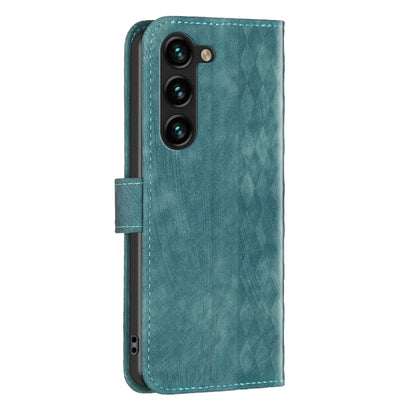 For Samsung Galaxy S25+ 5G Plaid Embossed Leather Phone Case(Green) - Galaxy S25+ 5G Cases by buy2fix | Online Shopping UK | buy2fix