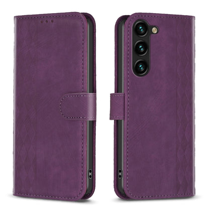 For Samsung Galaxy S25+ 5G Plaid Embossed Leather Phone Case(Purple) by buy2fix