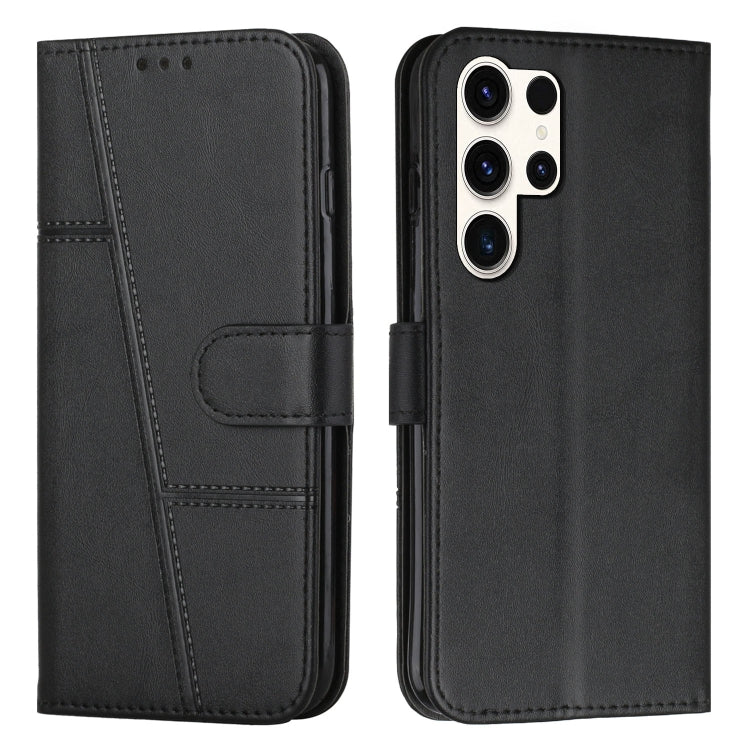 For Samsung Galaxy S25 Ultra 5G Stitching Calf Texture Buckle Leather Phone Case(Black) - Galaxy S25 Ultra 5G Cases by buy2fix | Online Shopping UK | buy2fix