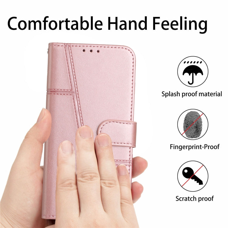 For Samsung Galaxy S25 Ultra 5G Stitching Calf Texture Buckle Leather Phone Case(Rose Gold) - Galaxy S25 Ultra 5G Cases by buy2fix | Online Shopping UK | buy2fix