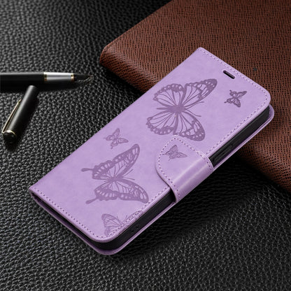 For Samsung Galaxy S25+ 5G Embossing Two Butterflies Pattern Leather Phone Case(Purple) - Galaxy S25+ 5G Cases by buy2fix | Online Shopping UK | buy2fix