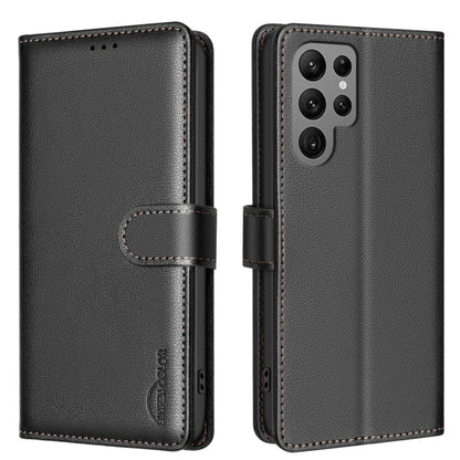 For Samsung Galaxy S25 Ultra 5G Litchi Texture RFID Anti-theft Leather Phone Case(Black) by buy2fix