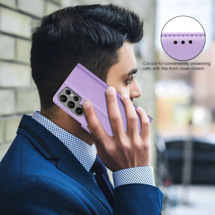 For Samsung Galaxy S25 Ultra 5G Litchi Texture RFID Anti-theft Leather Phone Case(Purple) - Galaxy S25 Ultra 5G Cases by buy2fix | Online Shopping UK | buy2fix