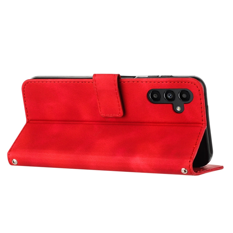 For Samsung Galaxy S25 / S24 5G Dream Triangle Leather Phone Case with Lanyard(Red) by buy2fix