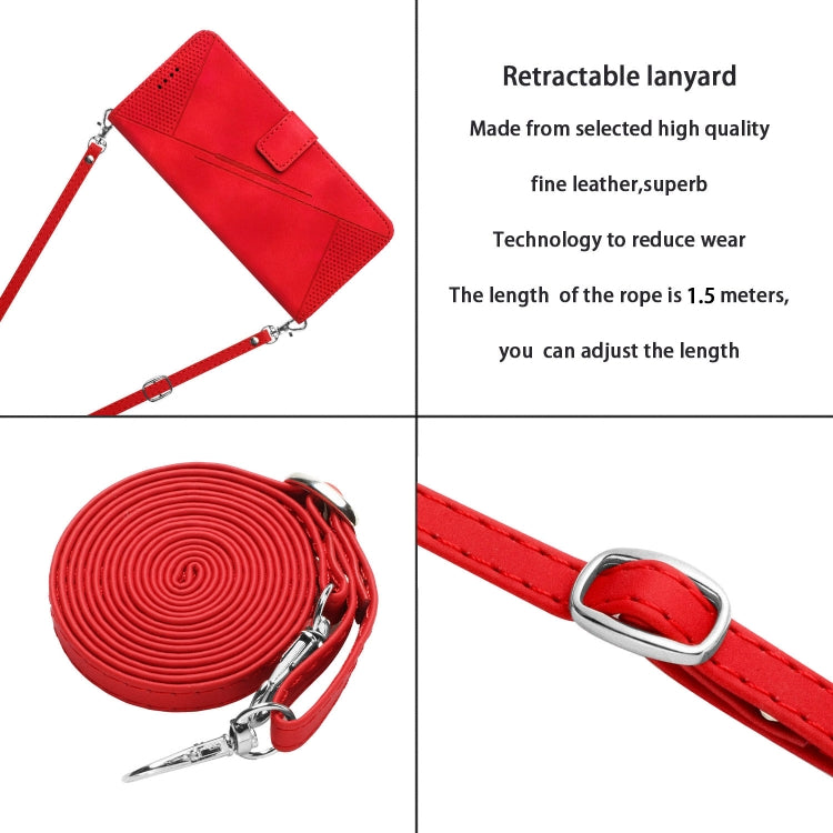 For Samsung Galaxy S25 / S24 5G Dream Triangle Leather Phone Case with Lanyard(Red) by buy2fix