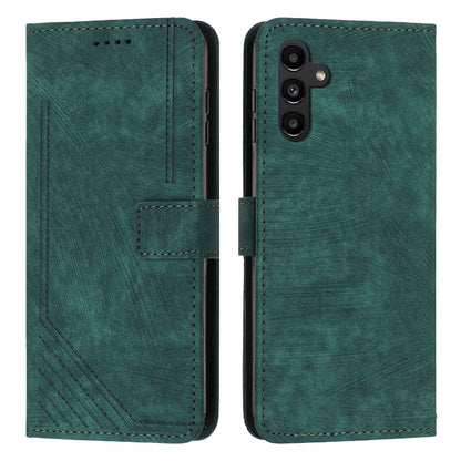 For Samsung Galaxy S25+ / S24+ 5G Skin Feel Stripe Pattern Leather Phone Case with Lanyard(Green) by buy2fix