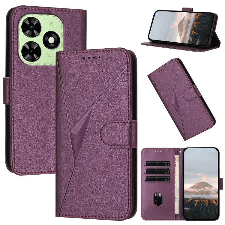 For Tecno Spark Go 2024 Triangle Pattern Buckle Clasp Leather Phone Case(Dark Purple) by buy2fix