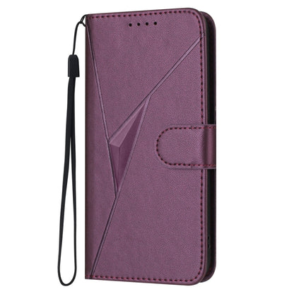 For Tecno Spark Go 2024 Triangle Pattern Buckle Clasp Leather Phone Case(Dark Purple) by buy2fix