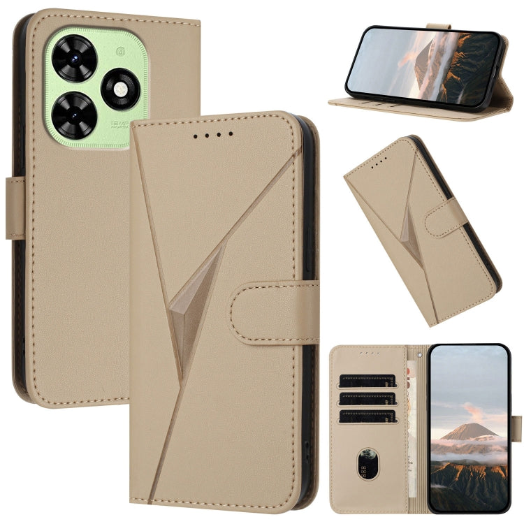 For Tecno Spark Go 2024 Triangle Pattern Buckle Clasp Leather Phone Case(Gold) by buy2fix