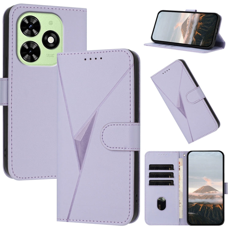 For Tecno Spark Go 2024 Triangle Pattern Buckle Clasp Leather Phone Case(Light Purple) by buy2fix