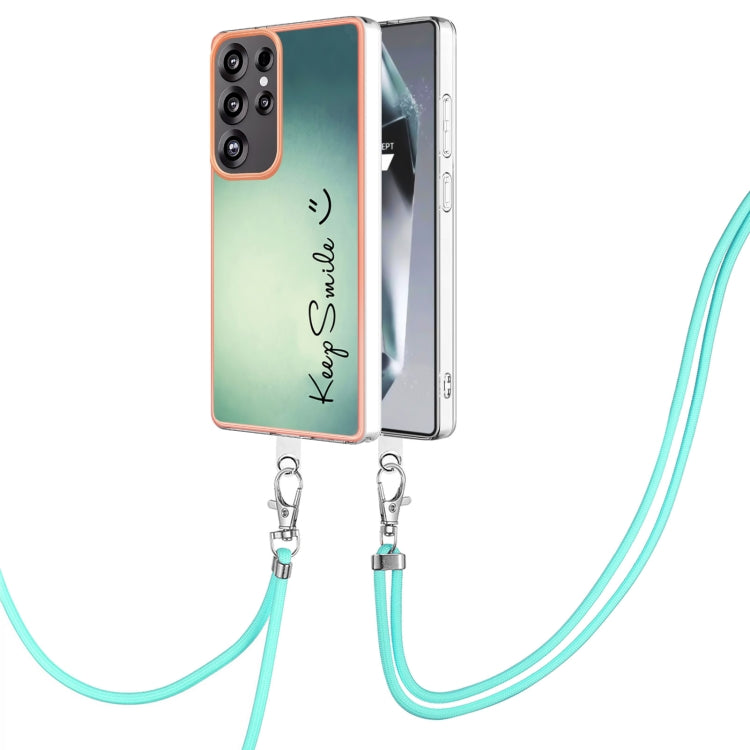 For Samsung Galaxy S25 Ultra 5G Electroplating Dual-side IMD Phone Case with Lanyard(Smile) by buy2fix