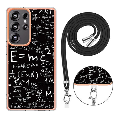 For Samsung Galaxy S25 Ultra 5G Electroplating Dual-side IMD Phone Case with Lanyard(Equation) by buy2fix