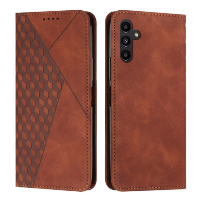 For Samsung Galaxy S25 / S24 5G Diamond Splicing Skin Feel Magnetic Leather Phone Case(Brown) by buy2fix