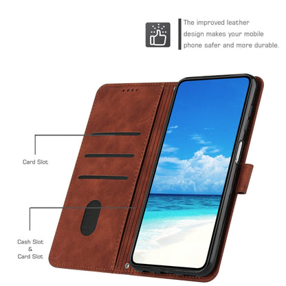 For Samsung Galaxy S25+ / S24+ 5G Skin Feel Heart Embossed Leather Phone Case with Long Lanyard(Brown) by buy2fix