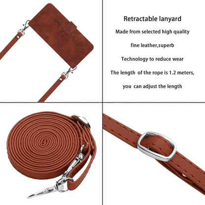 For Samsung Galaxy S25+ / S24+ 5G Skin Feel Heart Embossed Leather Phone Case with Long Lanyard(Brown) by buy2fix