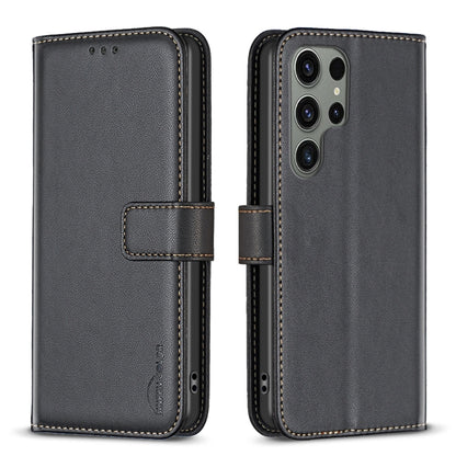 For Samsung Galaxy S25 Ultra 5G Magnetic Buckle Leather Phone Case(Black) by buy2fix