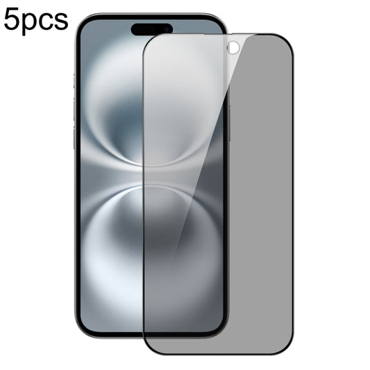 For iPhone 16 5pcs DUX DUCIS 0.33mm 9H High Aluminum Anti-spy HD Tempered Glass Film by DUX DUCIS