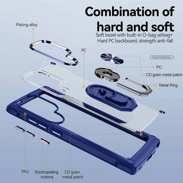 For Samsung Galaxy S25 Ultra 5G TPU + PC Lens Protection Phone Case with Ring Holder(Blue) by buy2fix