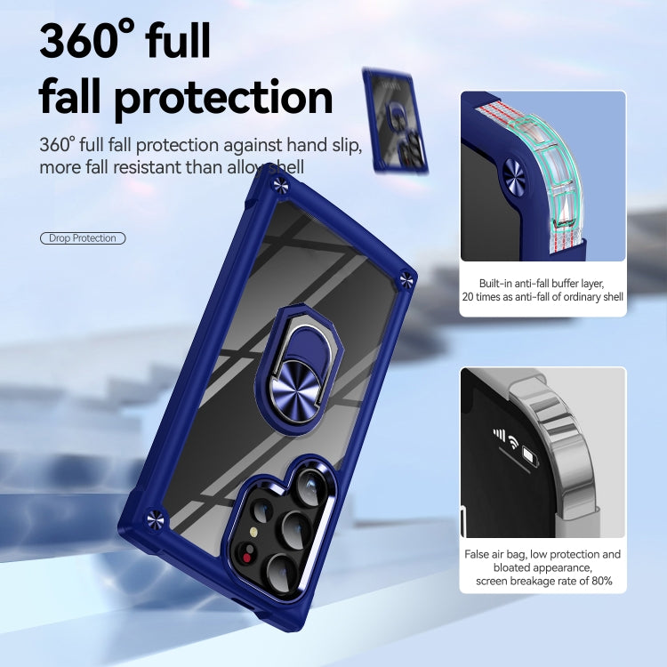 For Samsung Galaxy S25 Ultra 5G TPU + PC Lens Protection Phone Case with Ring Holder(Blue) by buy2fix