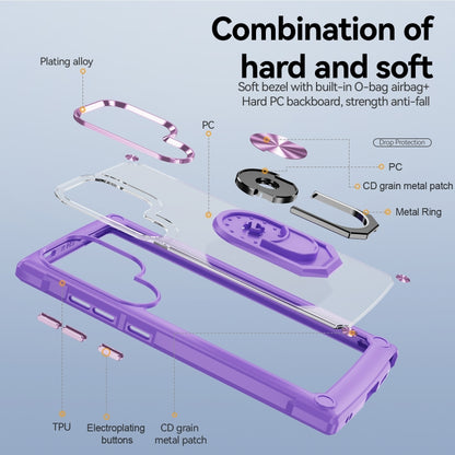 For Samsung Galaxy S25 Ultra 5G TPU + PC Lens Protection Phone Case with Ring Holder(Purple) by buy2fix