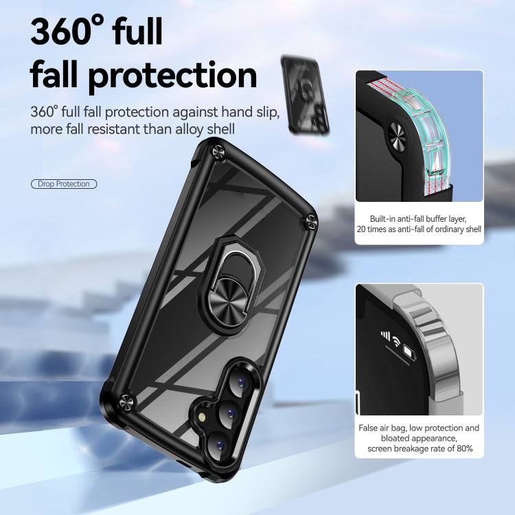 For Samsung Galaxy S25+ 5G TPU + PC Lens Protection Phone Case with Ring Holder(Black) by buy2fix