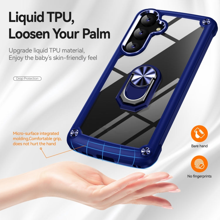 For Samsung Galaxy S25+ 5G TPU + PC Lens Protection Phone Case with Ring Holder(Blue) by buy2fix