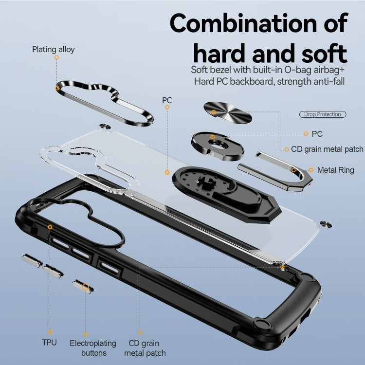 For Samsung Galaxy S25 5G TPU + PC Lens Protection Phone Case with Ring Holder(Black) by buy2fix