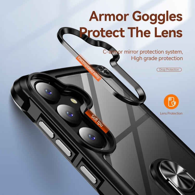 For Samsung Galaxy S25 5G TPU + PC Lens Protection Phone Case with Ring Holder(Black) by buy2fix