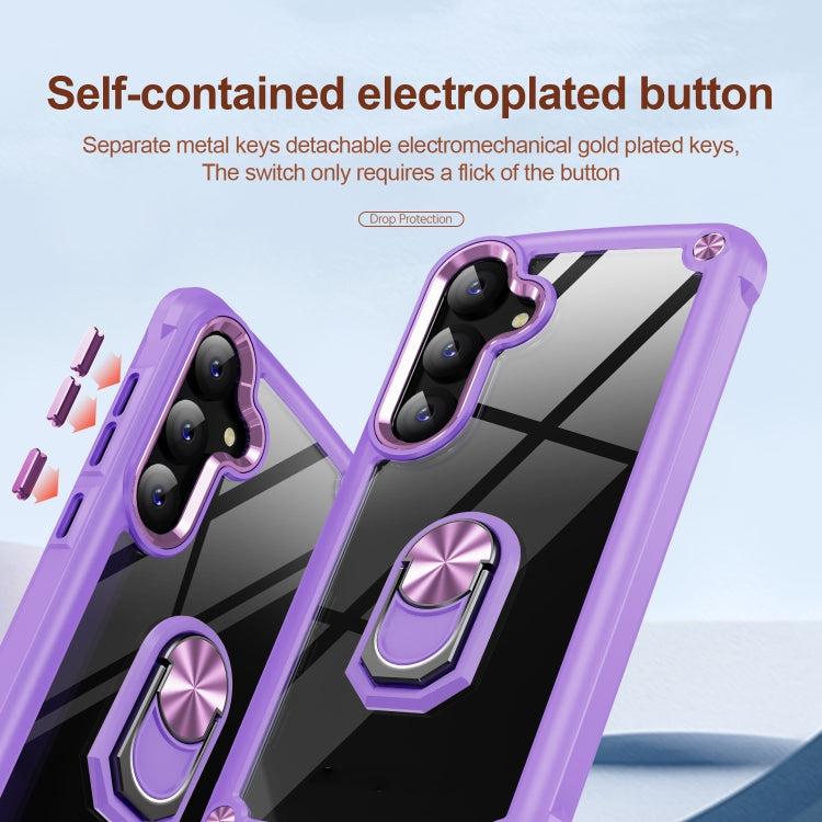 For Samsung Galaxy S25 5G TPU + PC Lens Protection Phone Case with Ring Holder(Purple) - Galaxy S25 5G Cases by buy2fix | Online Shopping UK | buy2fix