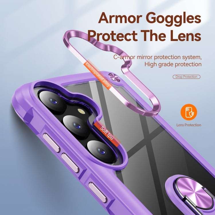 For Samsung Galaxy S25 5G TPU + PC Lens Protection Phone Case with Ring Holder(Purple) - Galaxy S25 5G Cases by buy2fix | Online Shopping UK | buy2fix