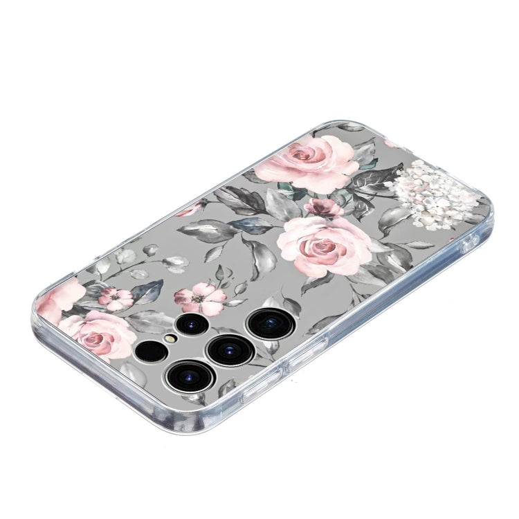 For Samsung Galaxy S25 Ultra 5G Colorful Painting Pattern TPU Phone Case(Flowers On Grey) - Galaxy S25 Ultra 5G Cases by buy2fix | Online Shopping UK | buy2fix