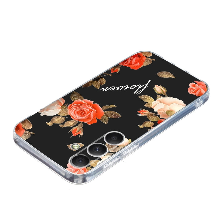 For Samsung Galaxy S25+ 5G Colorful Painting Pattern TPU Phone Case(Flowers On Black) by buy2fix