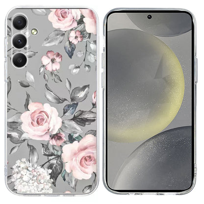 For Samsung Galaxy S25+ 5G Colorful Painting Pattern TPU Phone Case(Flowers On Grey) by buy2fix