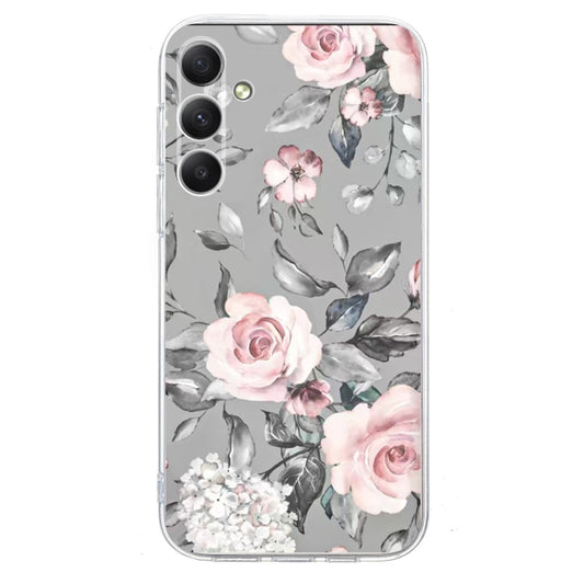 For Samsung Galaxy S25 FE 5G Colorful Painting Pattern TPU Phone Case(Flowers On Grey) by buy2fix