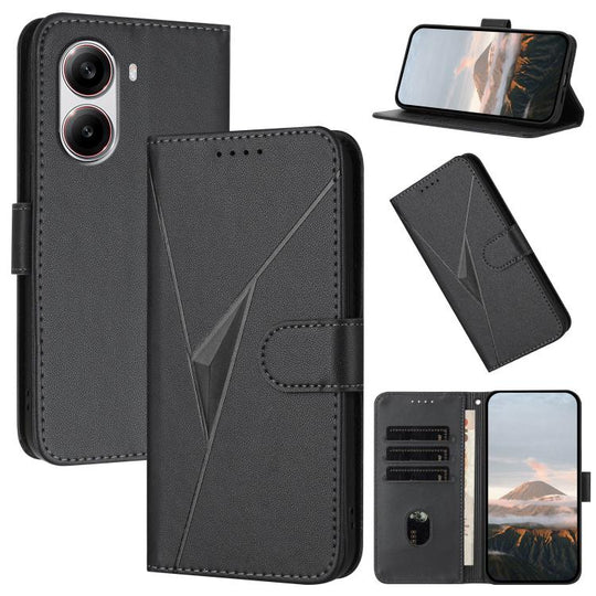For Redmi Turbo 4 / Poco X7 Pro Triangle Pattern Buckle Clasp Leather Phone Case(Black)
