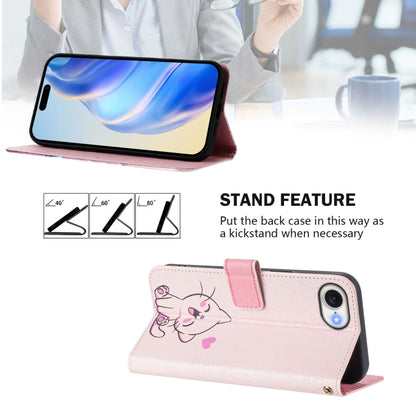 For iPhone 16e Art Colored Drawing Pattern Leather Phone Case(Cute cat) - iPhone 16e Cases by buy2fix | Online Shopping UK | buy2fix