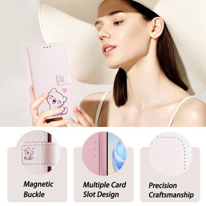 For iPhone 16e Art Colored Drawing Pattern Leather Phone Case(Cute cat) - iPhone 16e Cases by buy2fix | Online Shopping UK | buy2fix
